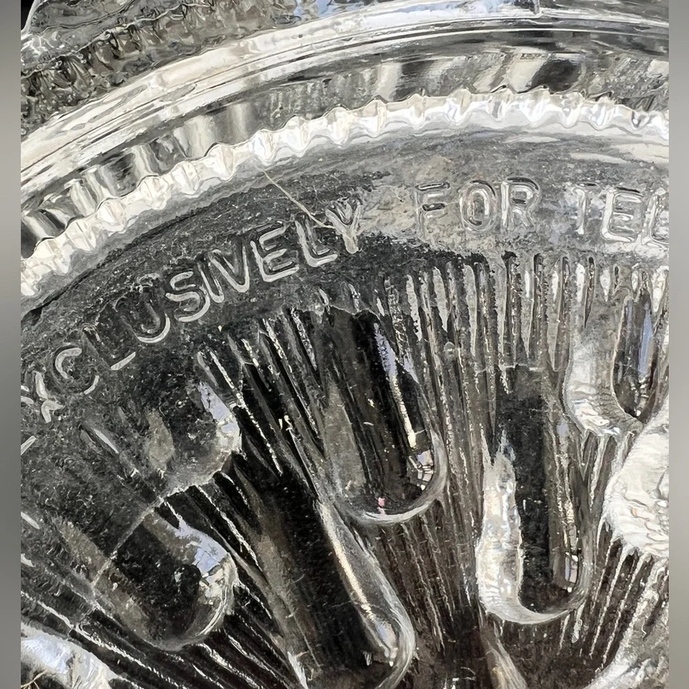 French Teleflora Mini Ice Bucket Textured Raindrop Crystal Glass with Handle 60s
